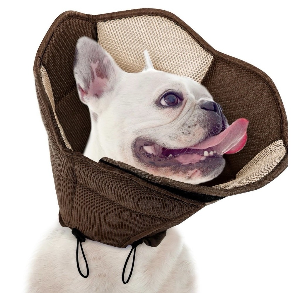 SUNFURA Dog Cone - Soft Cone For Dogs After Surgery, Adjustable, Brown Medium